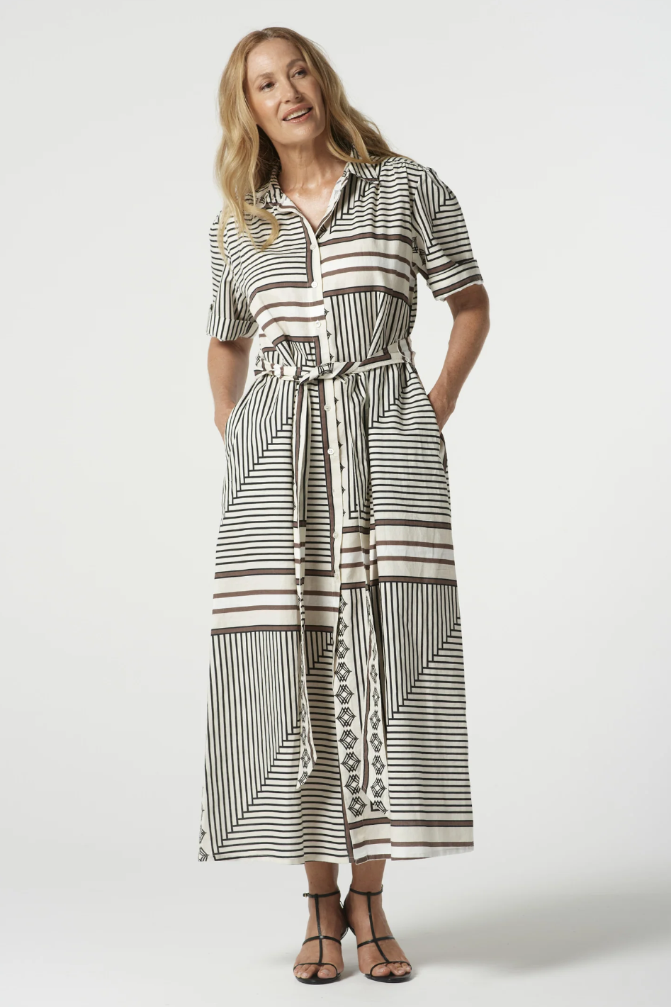 Goondiwindi Cotton Maxi Square Print Shirt Dress | Large Square | 6288-221