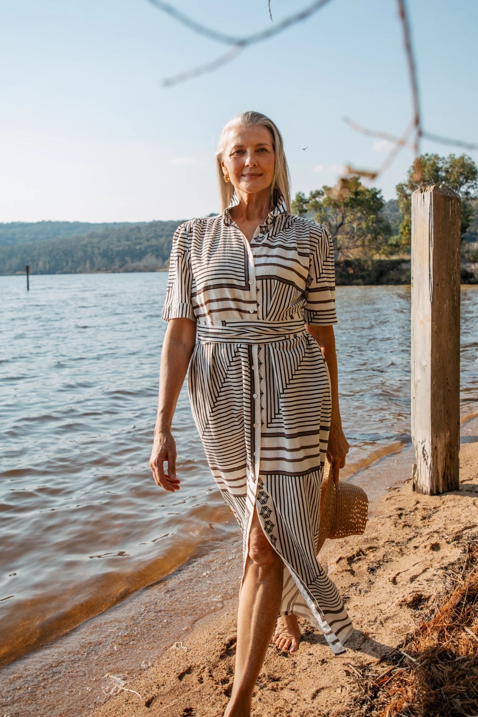 Goondiwindi Cotton Maxi Square Print Shirt Dress | Large Square | 6288-221