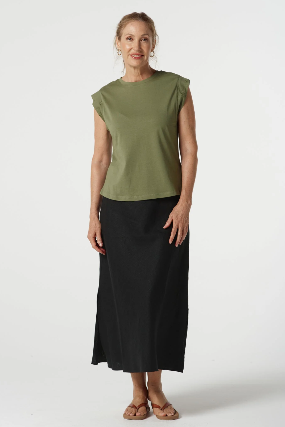 Goondiwindi Cotton Muscle Tee in Sage