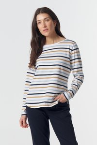 Goondiwindi Cotton Original Multi Stripe Long Sleeve Tee | Skyride Blue | 3264
