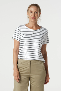 Goondiwindi Cotton Relax Cotton Tee | White/Navy | 3310