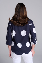 Load image into Gallery viewer, Goondiwindi Cotton ¾ Sleeve Spot Print Shirt | Navy/White
