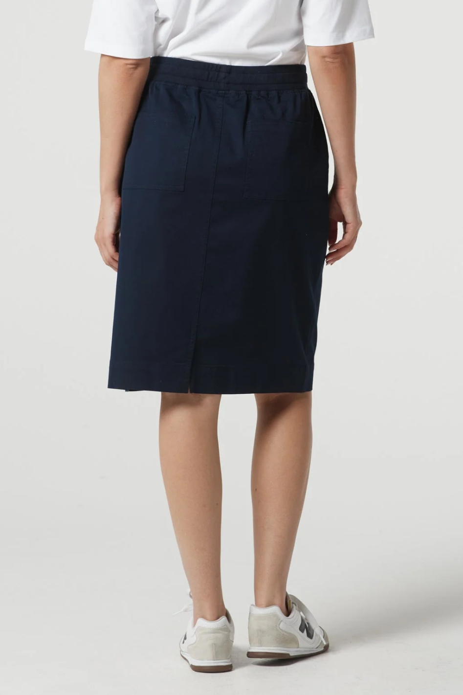Goondiwindi Cotton Weekend Cotton Knee Length Skirt in Dark Navy