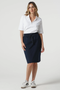Goondiwindi Cotton Weekend Cotton Knee Length Skirt in Dark Navy