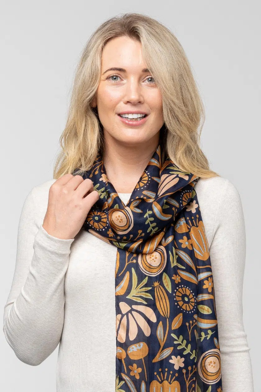 Indus Blooms Silk Scarf