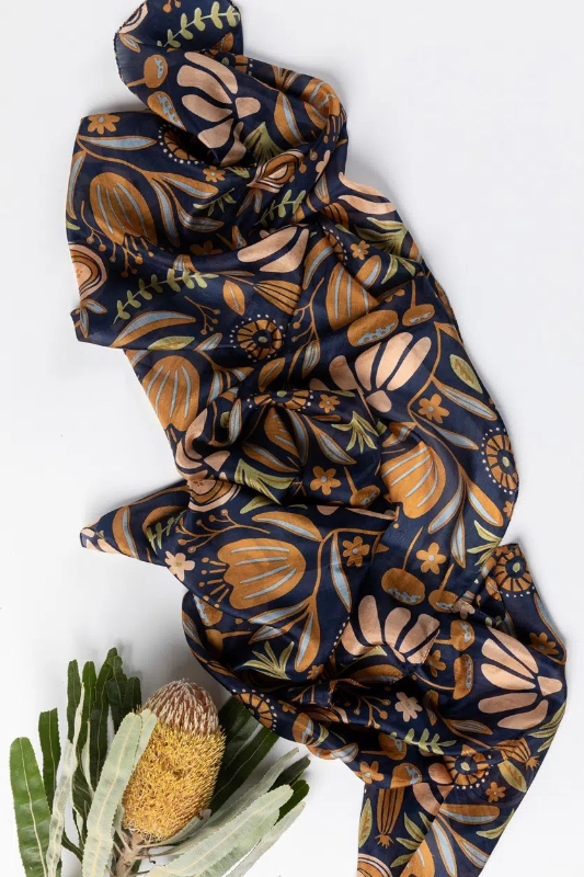 Indus Blooms Silk Scarf