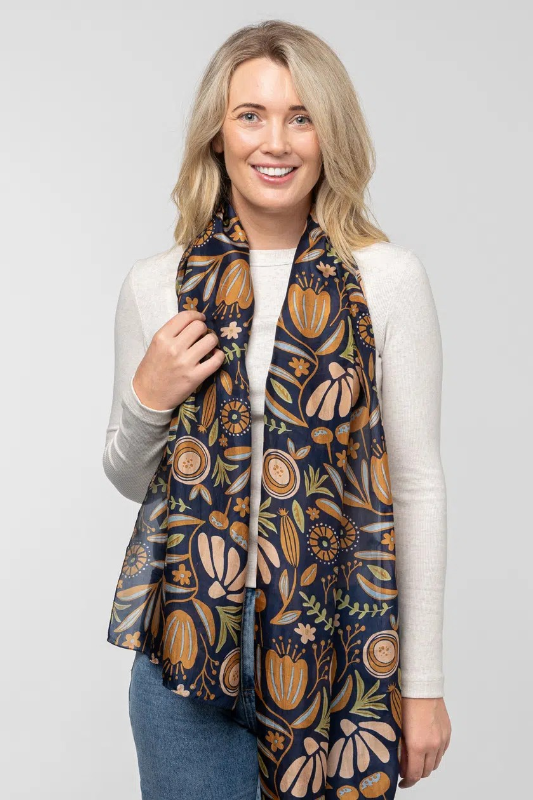 Indus Blooms Silk Scarf