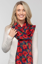 Load image into Gallery viewer, Indus Poppy Silk Scarf in Rouge
