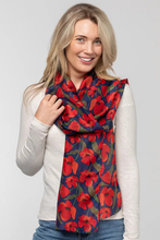 Load image into Gallery viewer, Indus Poppy Silk Scarf in Rouge
