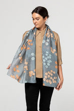 Load image into Gallery viewer, Indus Silk Scarf Silver Eucalyptus Print
