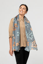 Load image into Gallery viewer, Indus Silk Scarf Silver Eucalyptus Print
