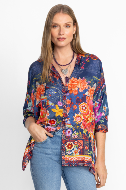 Johnny Was Audrey Oversized Blouse | Dreamer Blue | C18324-E