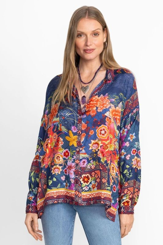 Johnny Was Audrey Oversized Blouse | Dreamer Blue | C18324-E