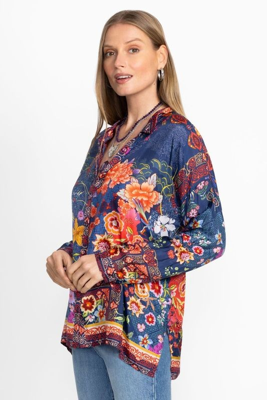 Johnny Was Audrey Oversized Blouse | Dreamer Blue | C18324-E