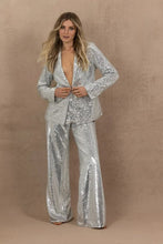 Load image into Gallery viewer, Joey The Label Sequin Tuxedo Jacket in Silver
