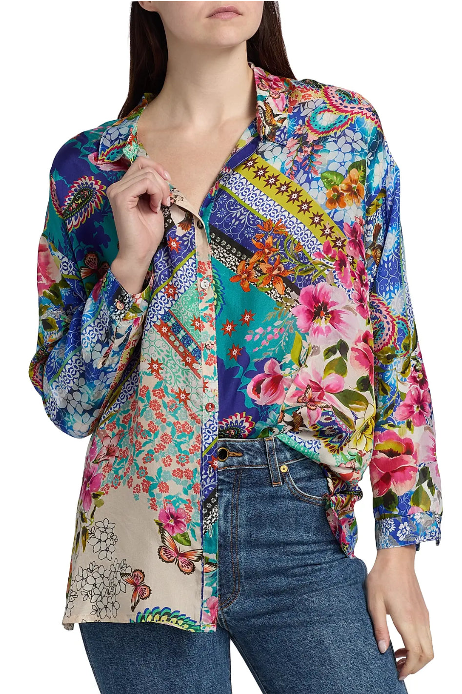 Johnny Was Audrey Oversized Blouse in Evie 