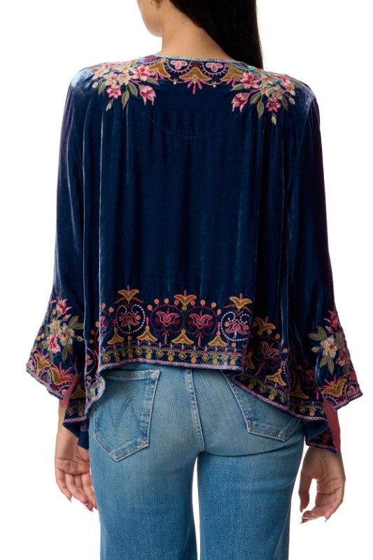 Johnny Was Joanna Velvet Bolero (Exclusive) | Denim Blue