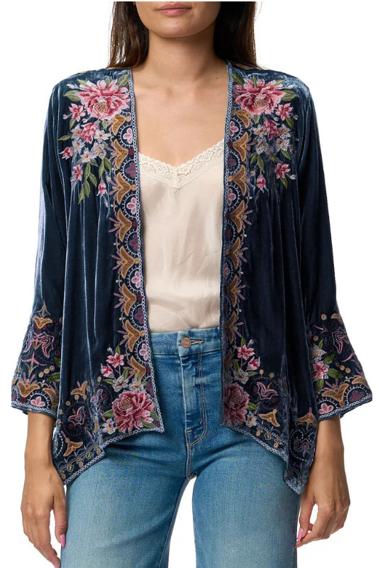 Johnny Was Joanna Velvet Bolero (Exclusive) | Denim Blue