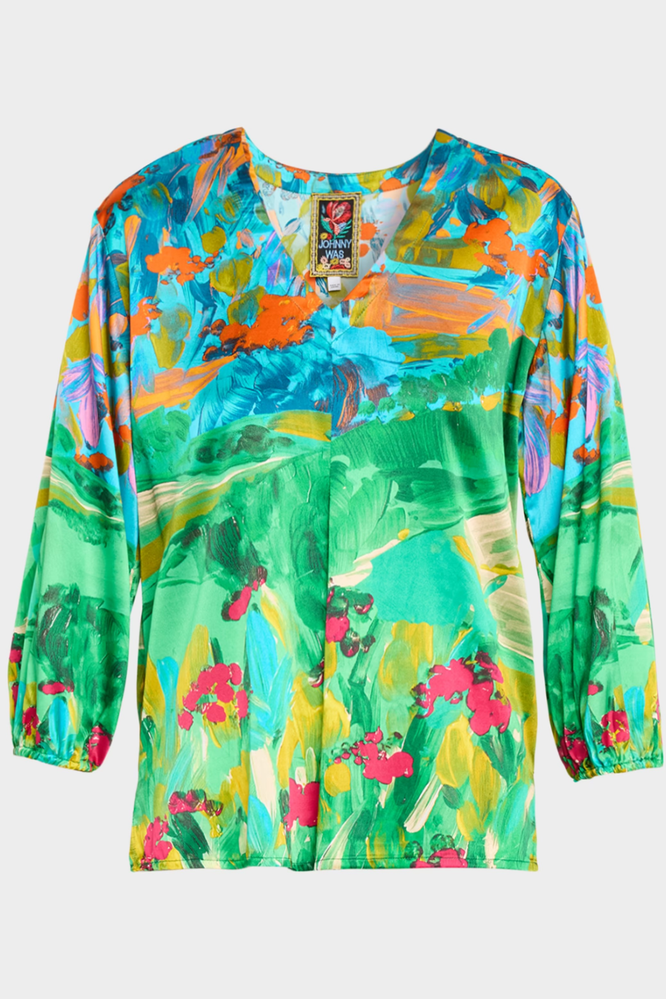 Johnny Was Arlo Blouse in Torenia Scarf