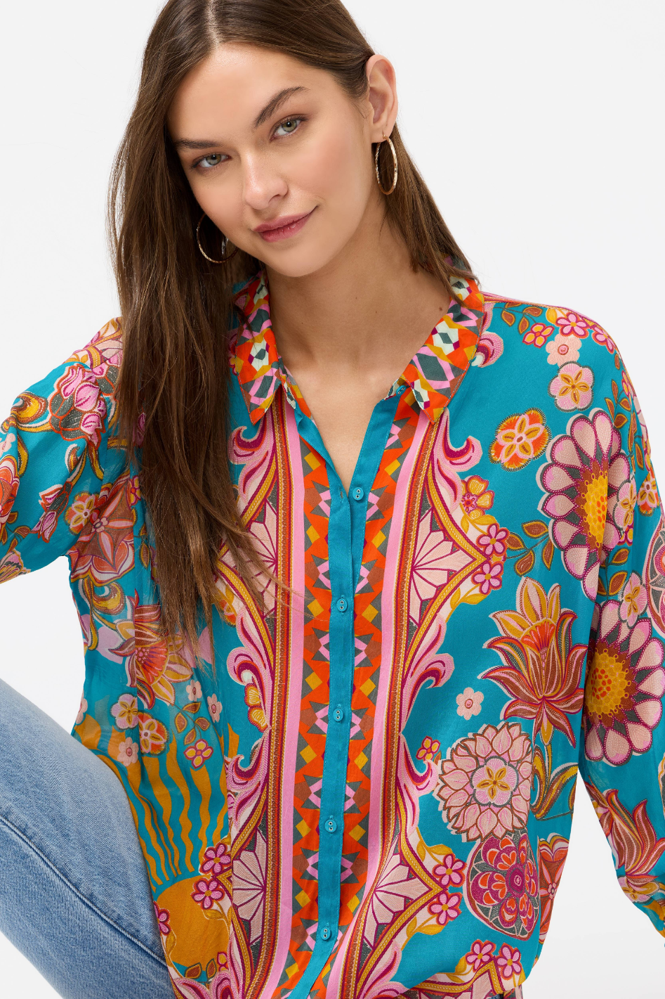 Johnny Was The Audrey Button Up Shirt | Dark Endora | C10125-E