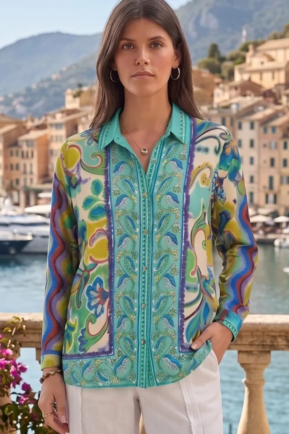 Johnny Was The Audrey Button Up Shirt in Rosea Print