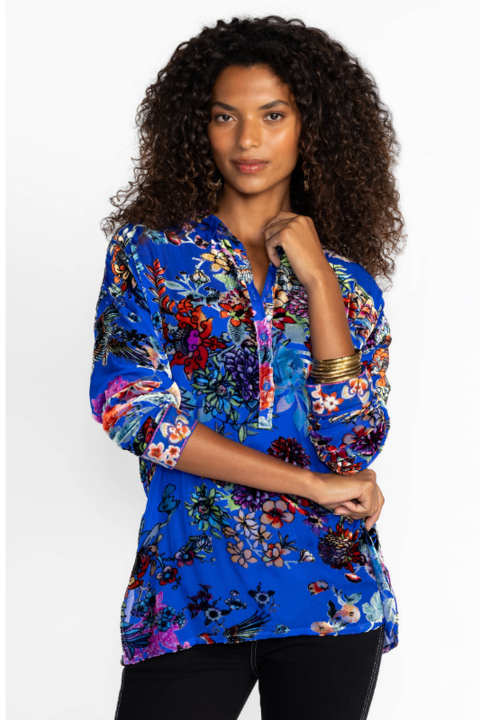 Johnny Was Slim Audrey Blouse | Dreamer Blue Burnout