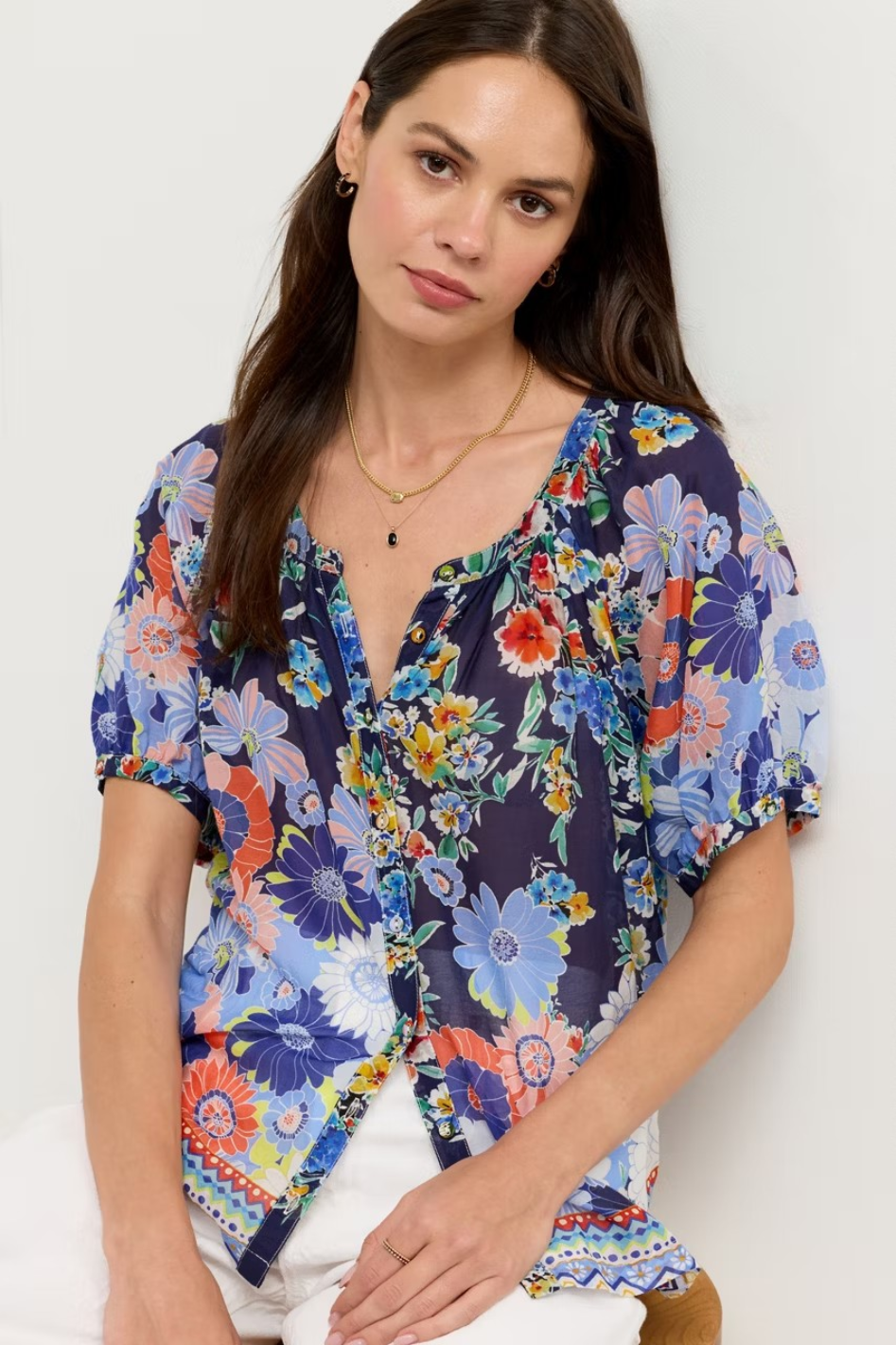 Johnny Was Avah Button Down Shirt in Tiana Print