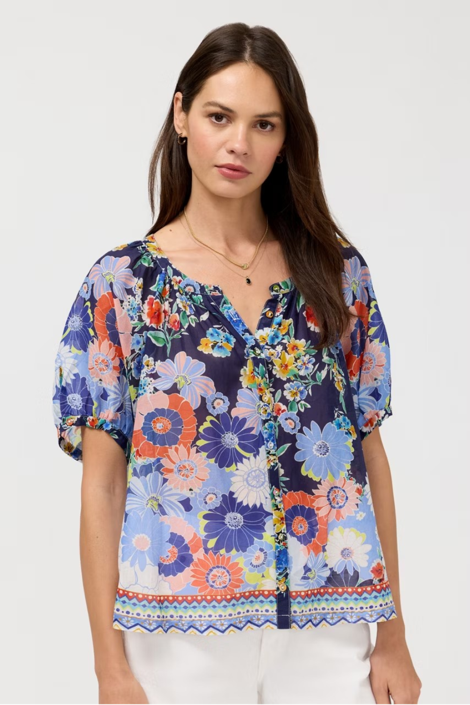 Johnny Was Avah Button Down Shirt in Tiana Print