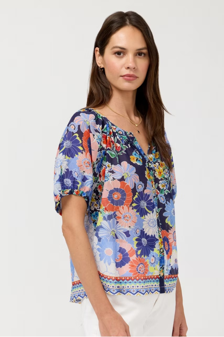 Johnny Was Avah Button Down Shirt in Tiana Print