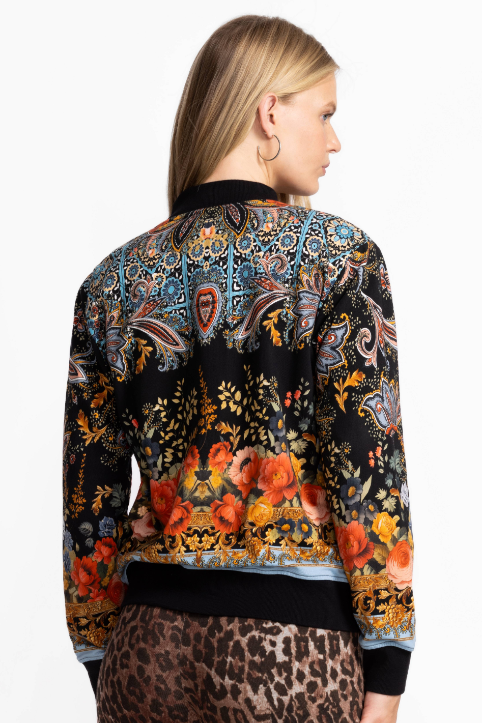 Johnny Was French Terry Bomber Jacket 