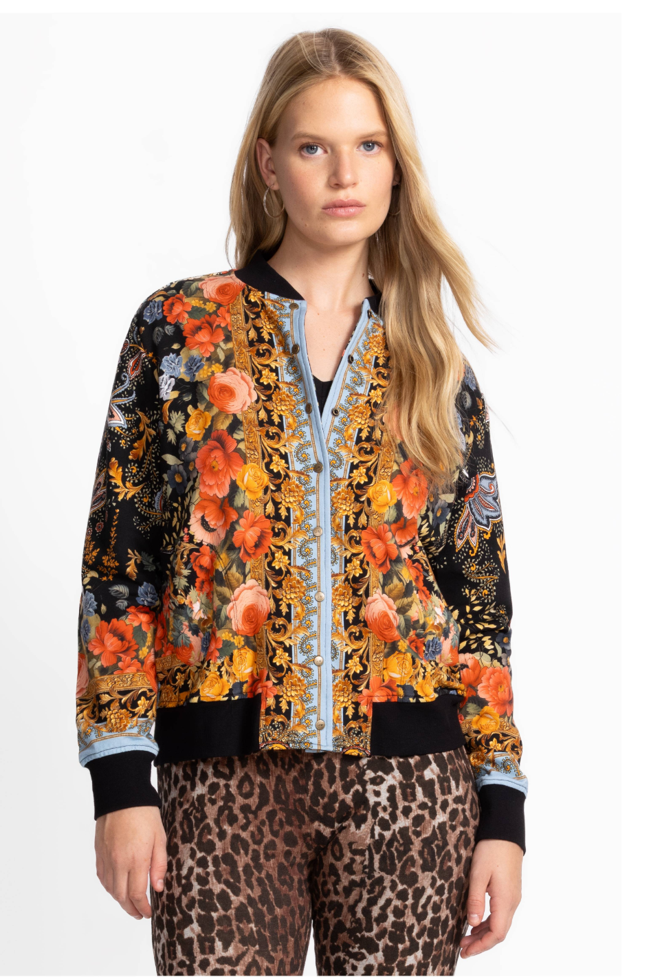 Johnny Was French Terry Bomber Jacket 