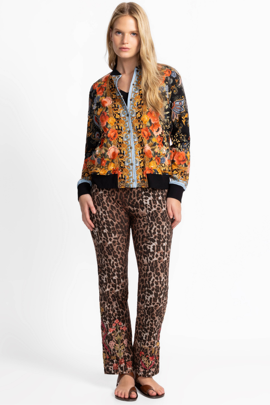 Johnny Was French Terry Bomber Jacket 