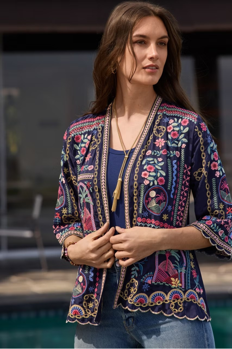Johnny Was Fuji Kimono in Blue Night