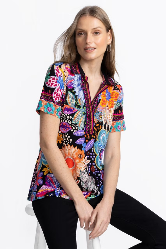 Johnny Was The Janie Favorite Short Sleeve Polo | Caetena Print | T14225-3