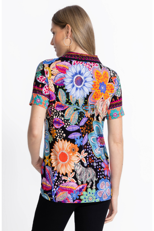 Johnny Was The Janie Favorite Short Sleeve Polo | Caetena Print | T14225-3