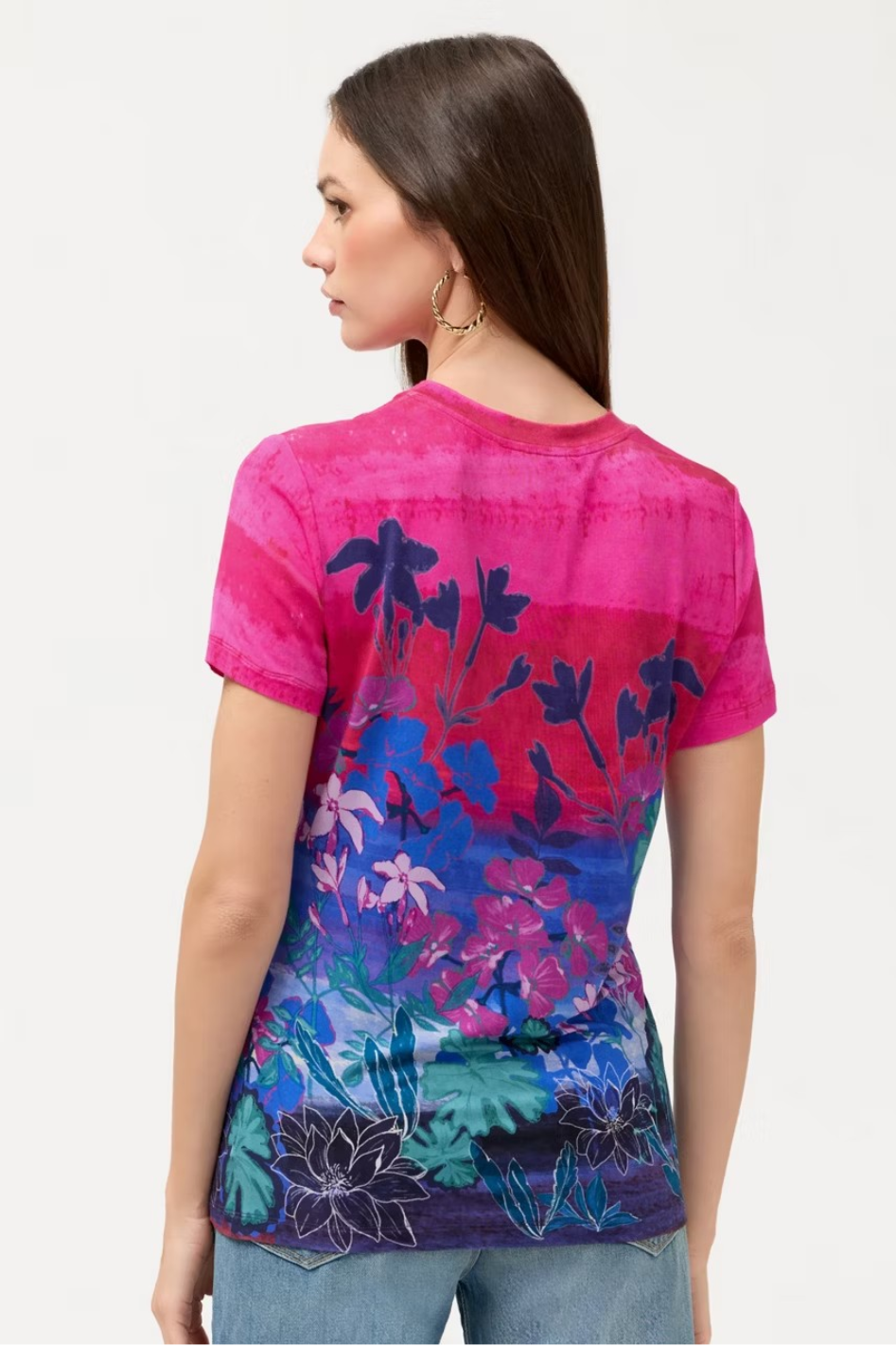 Johnny Was The Janie Favorite Short Sleeve Tee in Lavandula Print