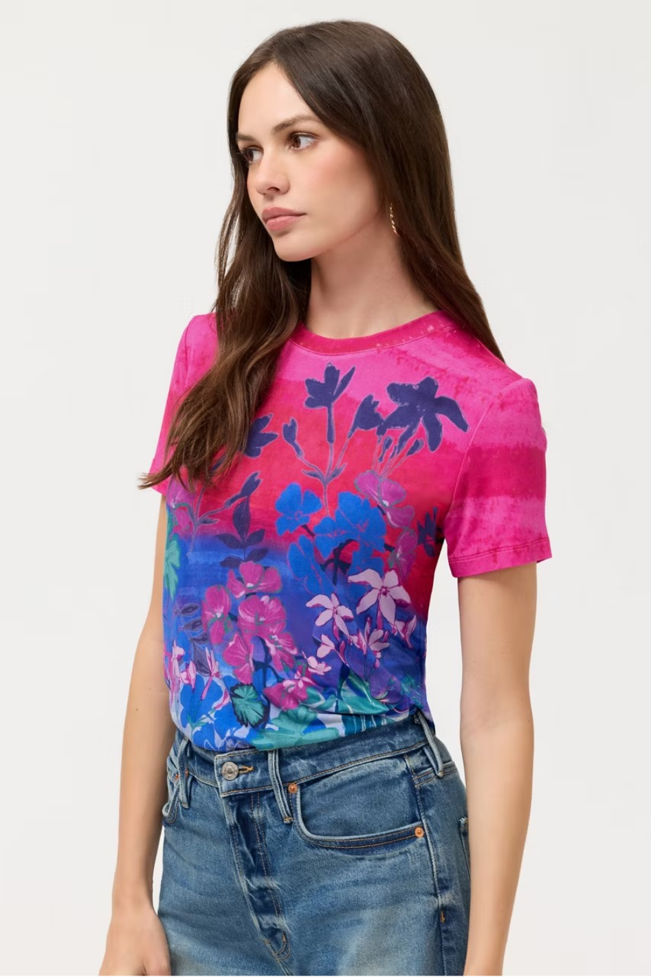 Johnny Was The Janie Favorite Short Sleeve Tee in Lavandula Print