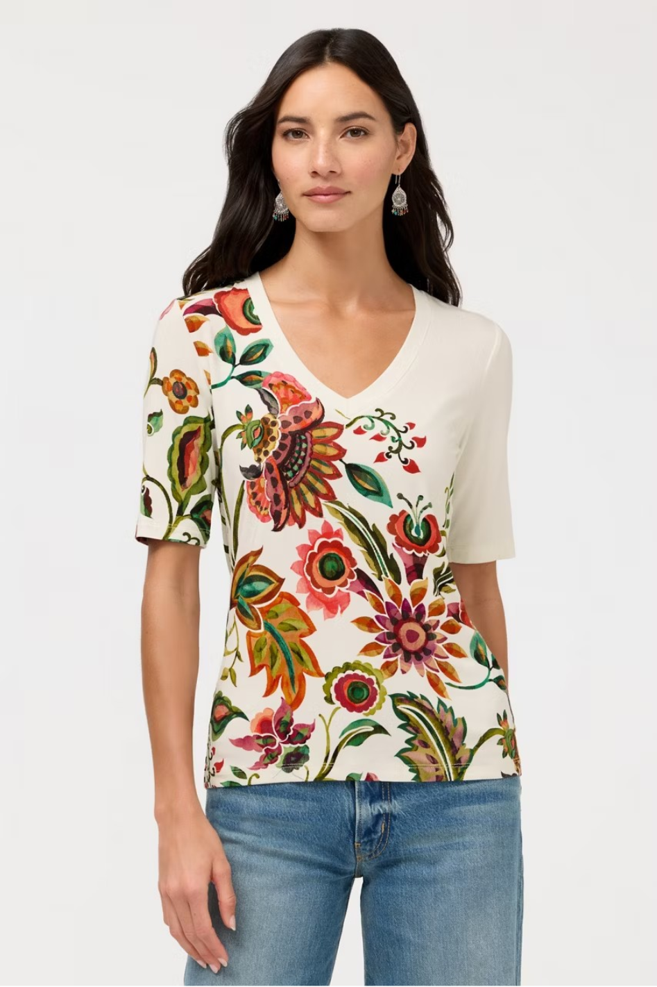 Johnny Was The Janie Favorite V-Neck Sleeve Tee | Valley of the Fleurs ...