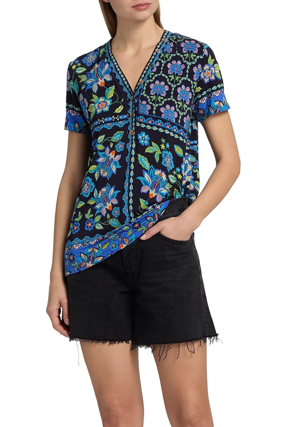 Johnny Was The Janie Favorite Button Neck Tee 