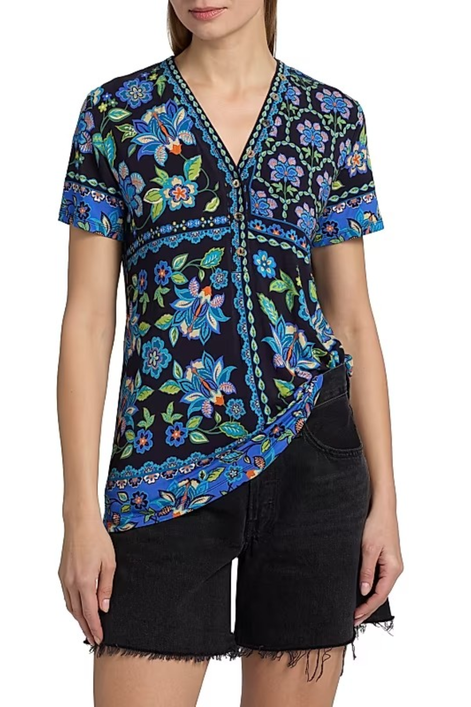Johnny Was The Janie Favorite Button Neck Tee 