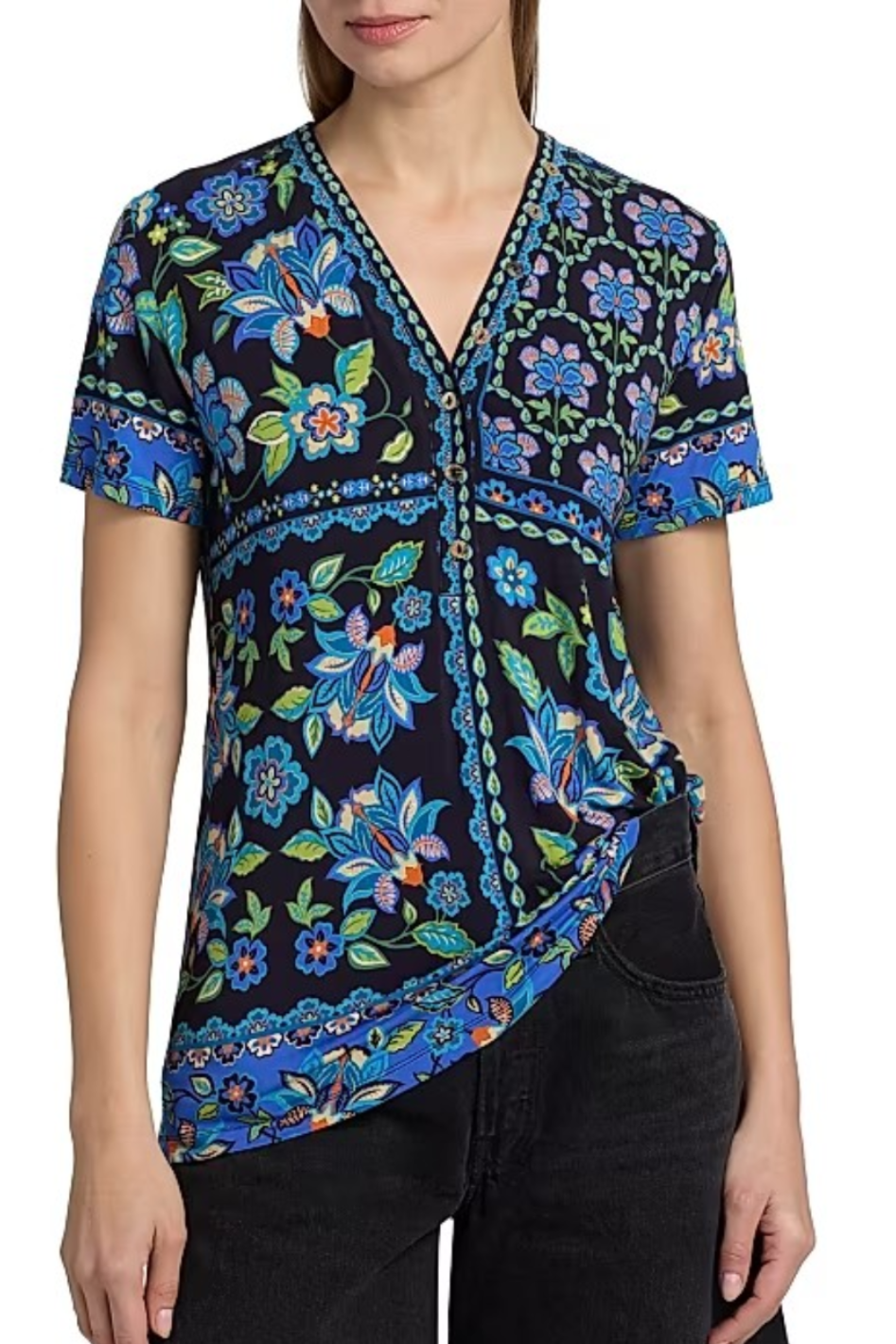Johnny Was The Janie Favorite Button Neck Tee 