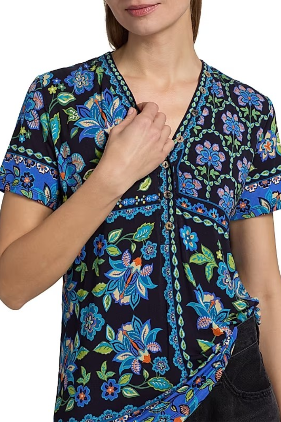 Johnny Was The Janie Favorite Button Neck Tee 