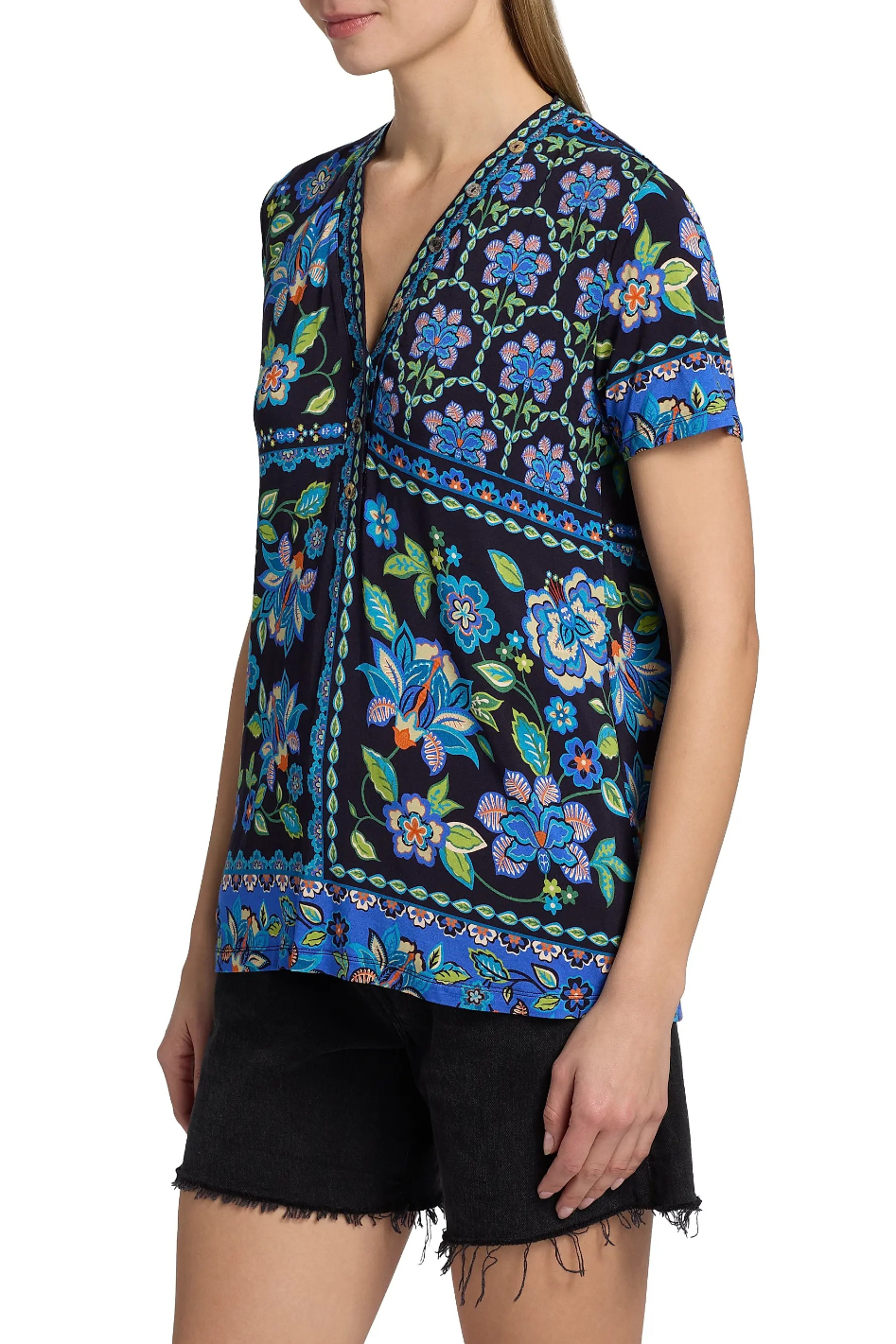 Johnny Was The Janie Favorite Button Neck Tee 