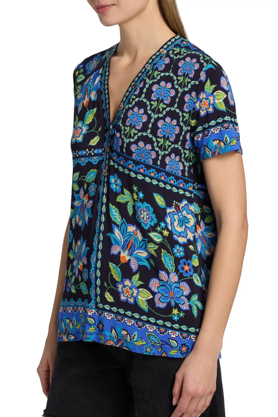 Johnny Was The Janie Favorite Button Neck Tee 