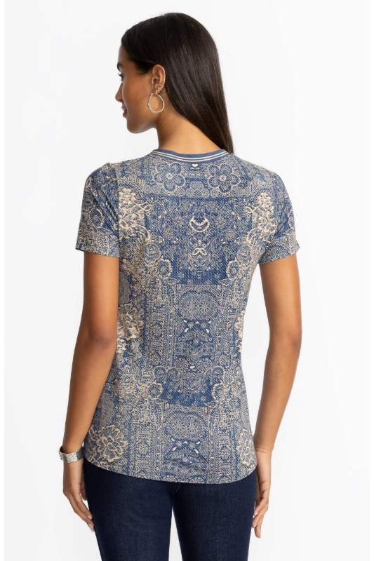 Johnny Was The Janie Favourite Short Sleeve Crew Tee | Denim Print | T13425-1