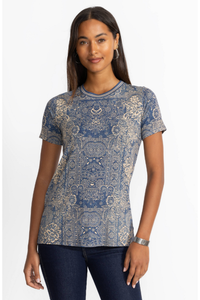 Johnny Was The Janie Favourite Short Sleeve Crew Tee | Denim Print | T13425-1