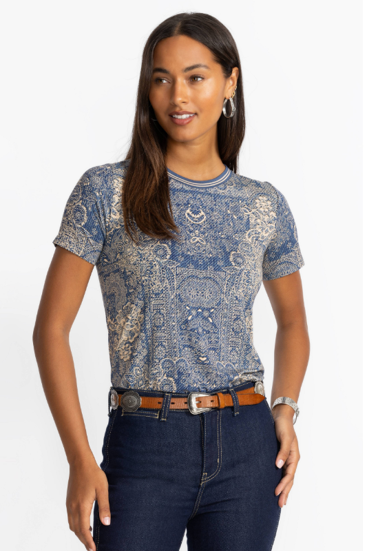 Johnny Was The Janie Favourite Short Sleeve Crew Tee | Denim Print | T13425-1