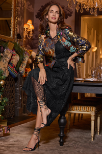 Johnny Was Limited Edition Jacquard Cropped Jacket | Black | C41625-O