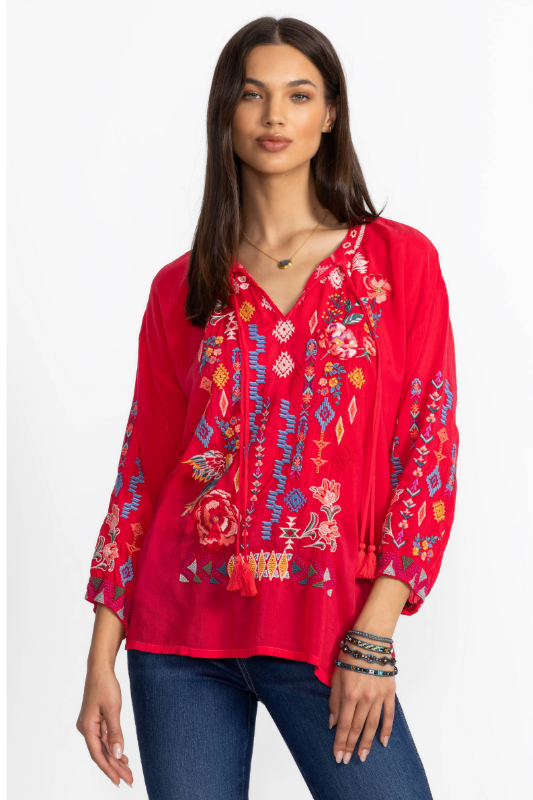 Johnny Was Margot Blouse | Red | C12725-1