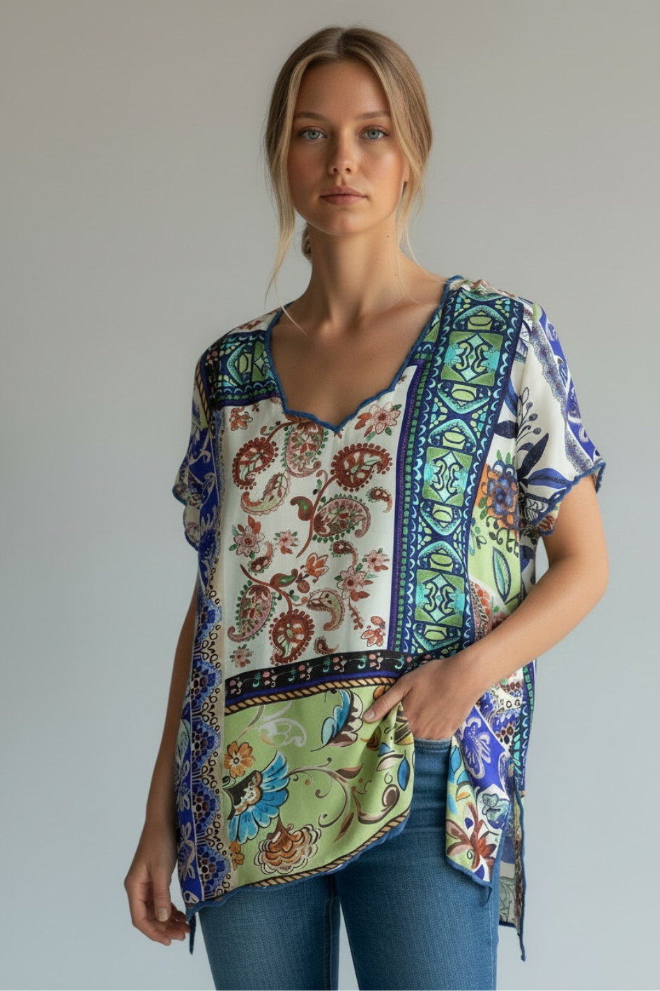 Johnny Was Marron Tunic 